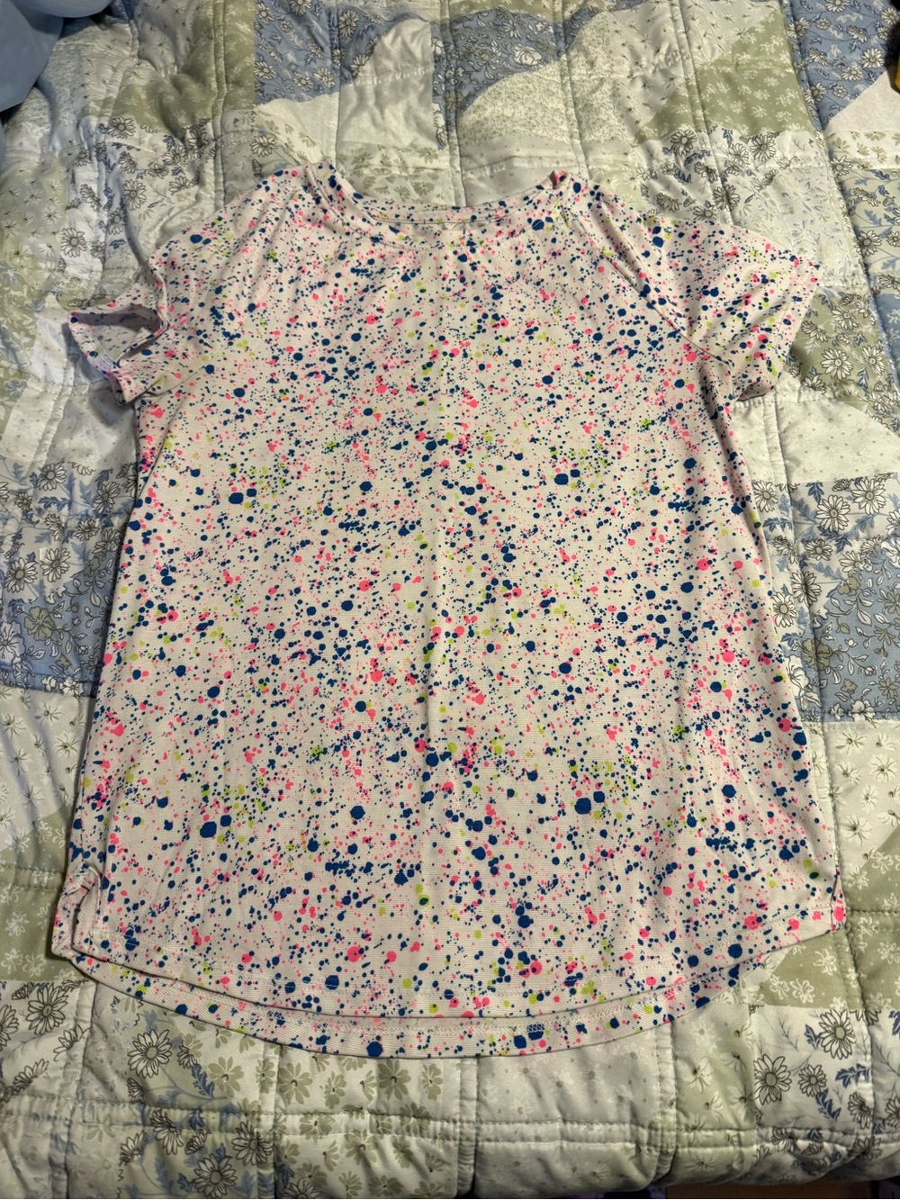 Athletic Works Girls Size L 10 12 Large Splatter Print Short Sleeve T-Shirt